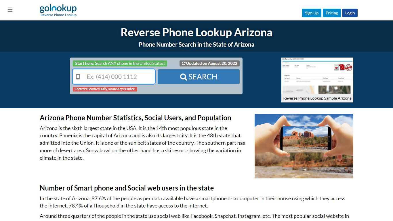Arizona Reverse Phone LookUp