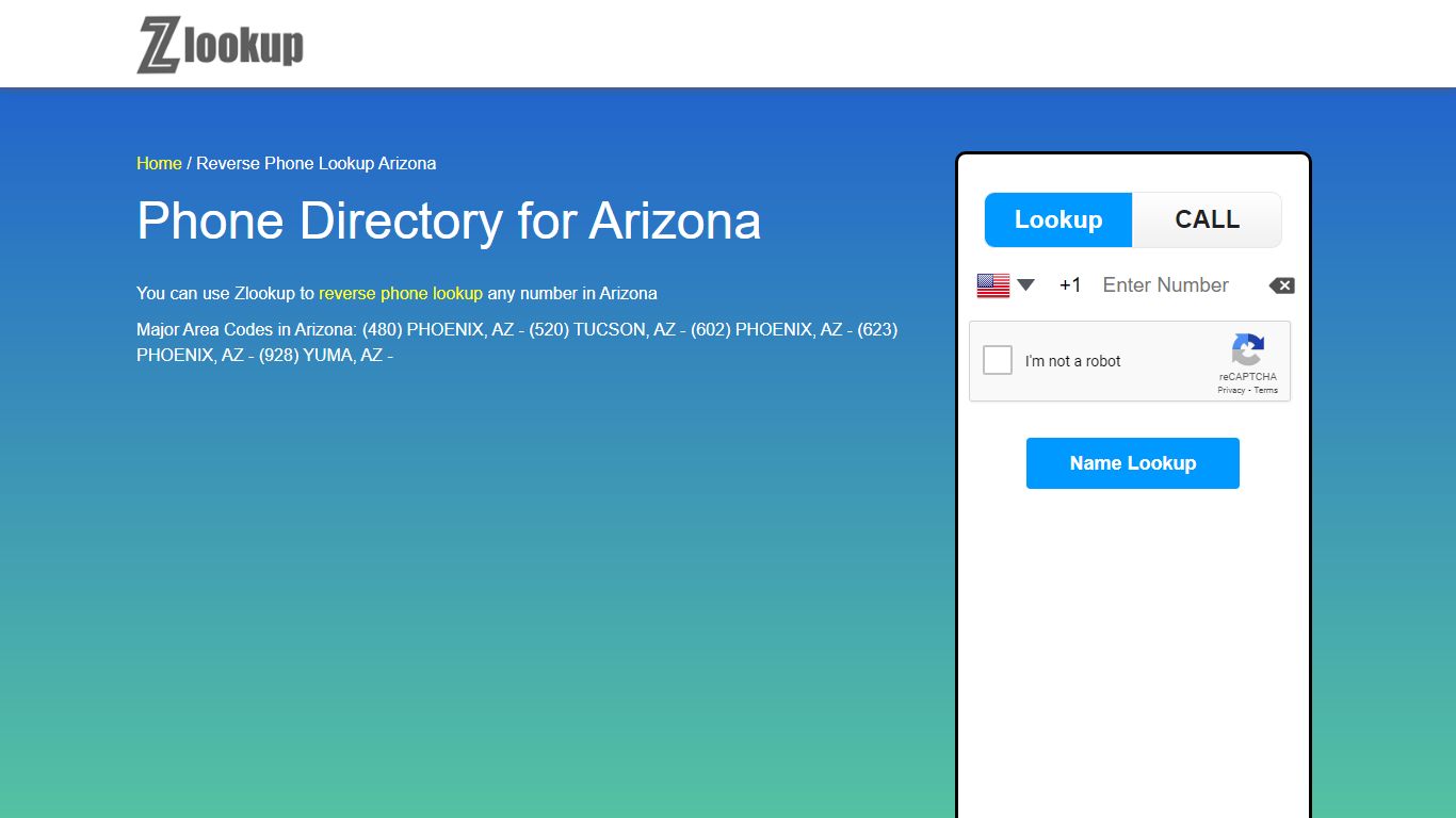 Reverse Phone Lookup Arizona | ZLOOKUP